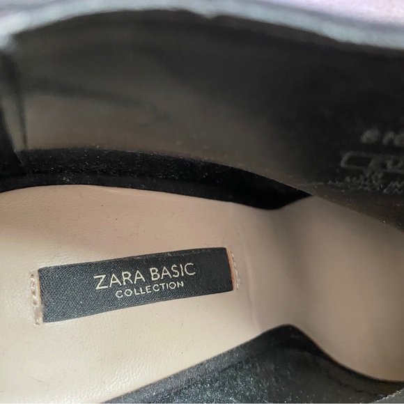 Zara High Heel Booties Black Suede Gold Zipper Front Women's Size 38 (US 7.5) - Picture 7 of 9